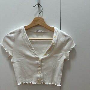 Reformation ribbed white crop top